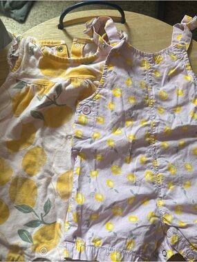 Baby Lemont Print Romper Set - Yellow & Pink